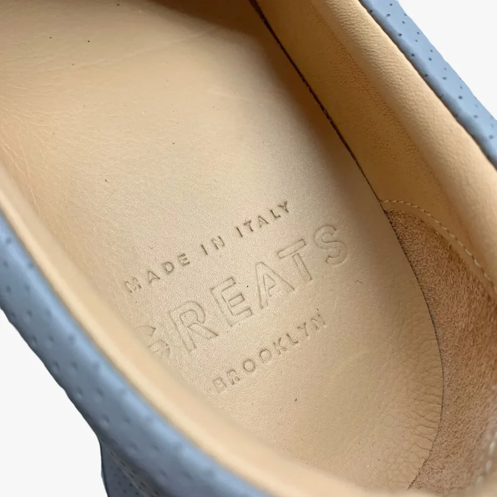 Greats Brooklyn Wooster Perforated‎ Italian Leather Slip On Sneakers